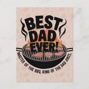 Postal Mejor diseño de barbacoa de papá - Rey del asador
