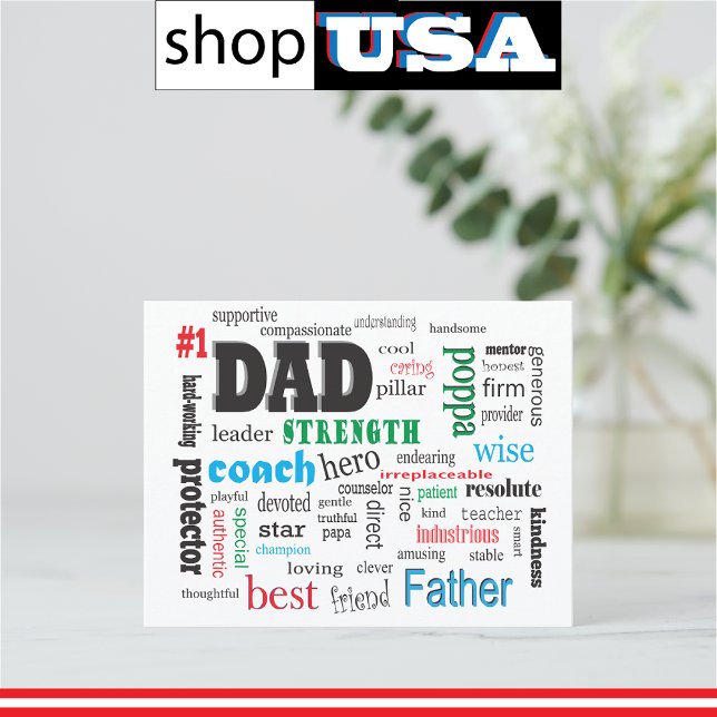 Postal Mejor Esposo de Word Cloud 💙 regalo romántico par (Subido por el creador)