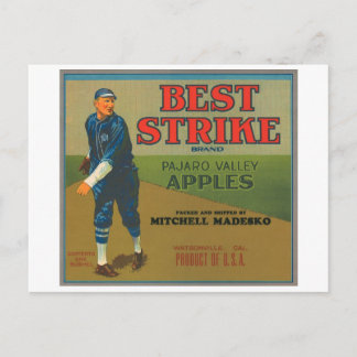 Postal Mejor Etiqueta Vintage de Apple de Strike - Barba 