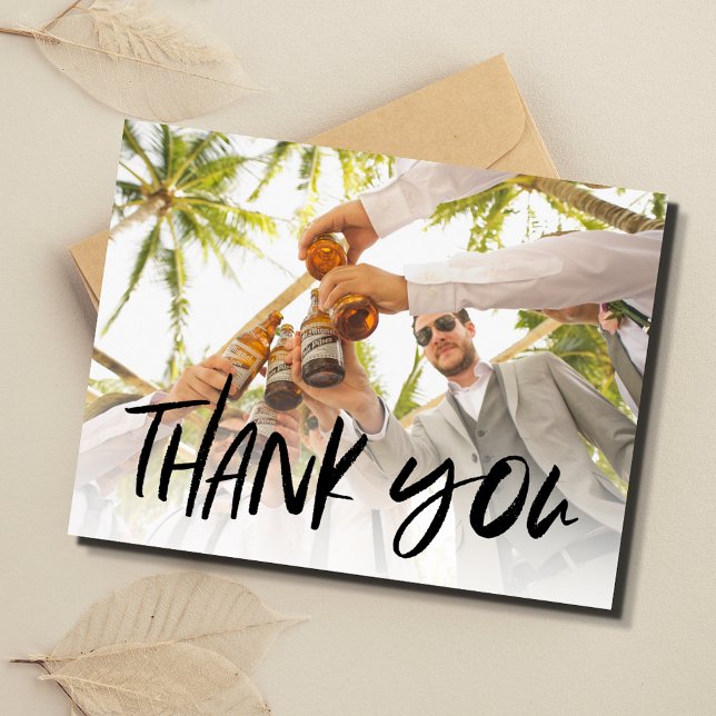 Postal Mejor foto de hombre Boda Gracias (Best Man Wedding Photo Thank You Postcard)