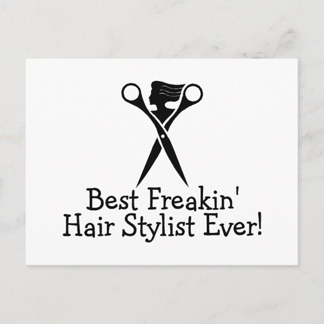 Postal Mejor Hair Stylist Freakin jamás Negro (Anverso)
