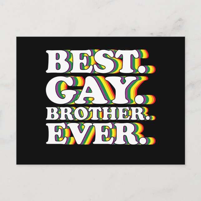 Postal Mejor Hermano Gay Familia LGBTQ Orgullo arcoiris (Anverso)