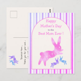 Postal Mejor Mamá del Mundo Conejito Rosa Día de la Madre