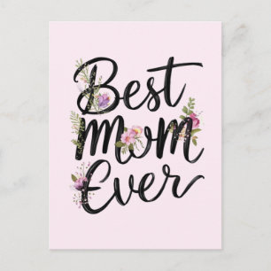 Postal Mejor mamá del mundo diseño floral 