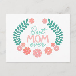 Postal Mejor mamá del mundo texto en marco floral