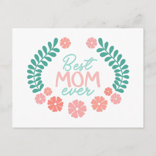 Postal Mejor mamá del mundo texto en marco floral