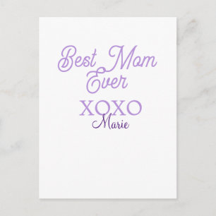 Postal mejor mamá del mundo xoxo nombre púrpura elegante