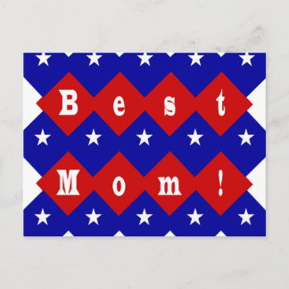 Postal Mejor Mamá en Forma de Diamante Patriótico