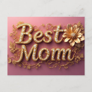 Postal Mejor Mamá Letras Doradas