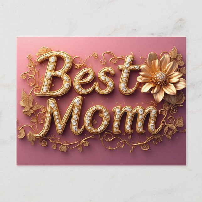 Postal Mejor Mamá Letras Doradas (Anverso)