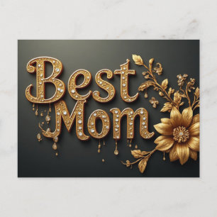Postal Mejor Mamá Letras Doradas
