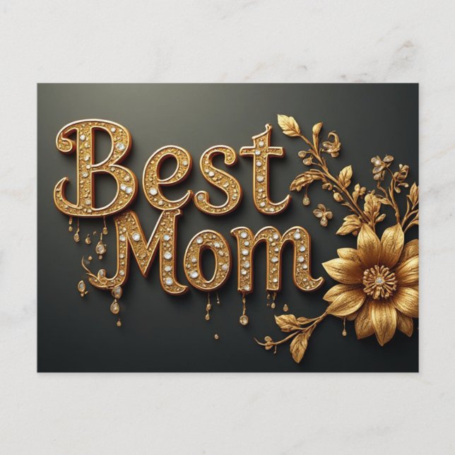 Postal Mejor Mamá Letras Doradas (Anverso)