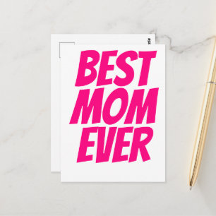 Postal Mejor mamá personalizada texto rosa caliente