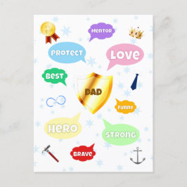 Postal Mejor Palabra del Día del Padre Nubes de palabras 