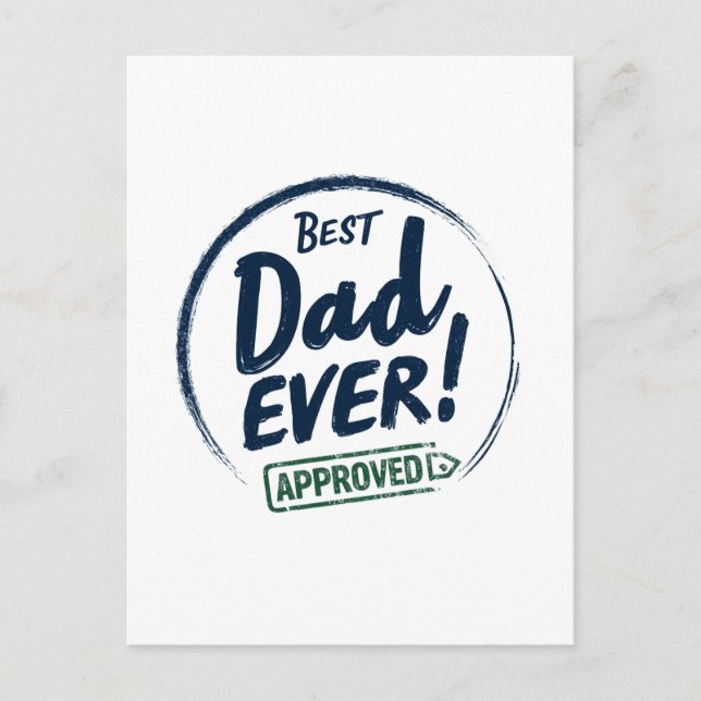 Postal Mejor papa de la historia, diseño de texto aprobad (Anverso)