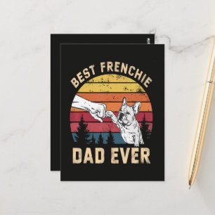 Postal Mejor Papá Frenchie Retro de Todos los Tiempos