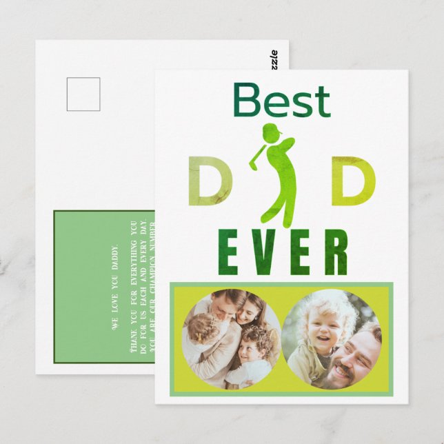 Postal Mejor Papá Golfer Personalizado Foto Mensaje (Anverso / Reverso)