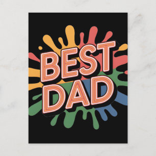 Postal Mejor Papá Gráfico: Letra Retro para el Día del Pa