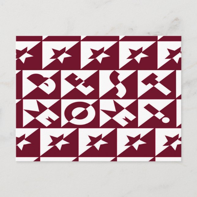 Postal Mejor patrón de mamá rojo y blanco con estrellas (Anverso)