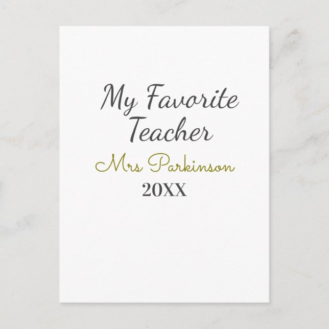 Postal Mejor profesor que nunca añada un nombre de fecha  (Anverso)