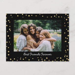 Postal Mejores Amigas Amigas Para Siempre Foto Negro Oro