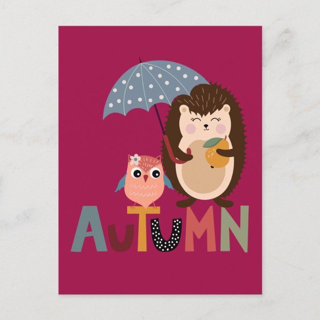 Postal Mejores amigos Hedgehog y Owl (Anverso)