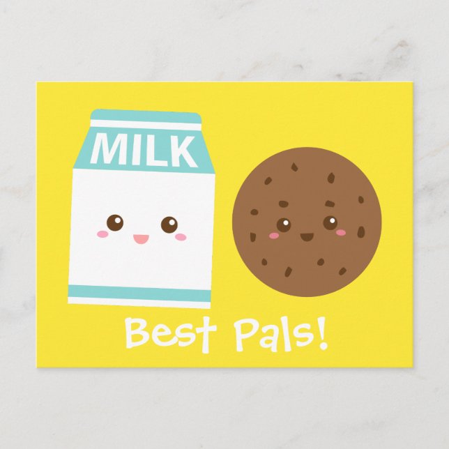 Postal Mejores Amigos, Leche y Galletas Lindas (Anverso)