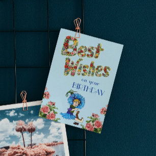 Postal Mejores deseos en tu cumpleaños Wildflower floral