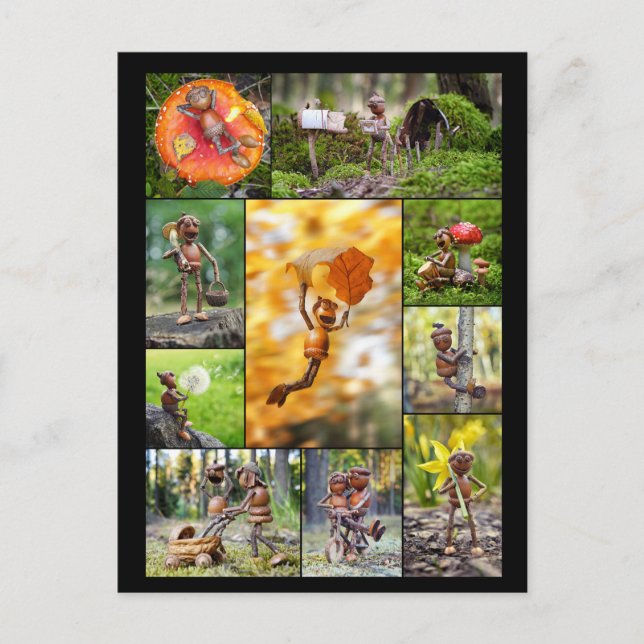 Postal Mejores elfos de bellota fotos mosaico posttravesí (Anverso)