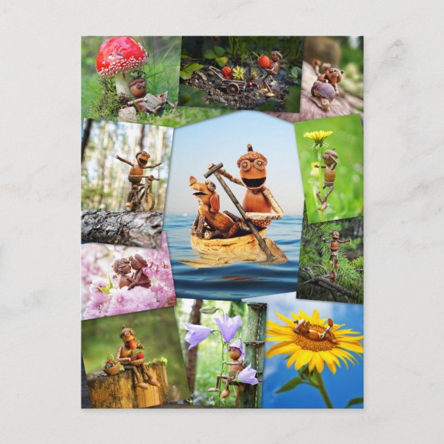 Postal Mejores elfos de bellota fotos mosaico posttravesí (Anverso)