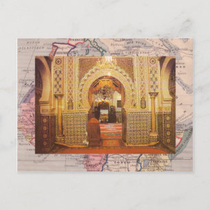 Postal Meknes, mezquita, Marruecos