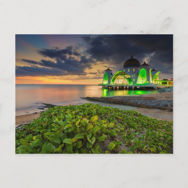 Postal Melaka durante el atardecer | Masjid Selat (Anverso)