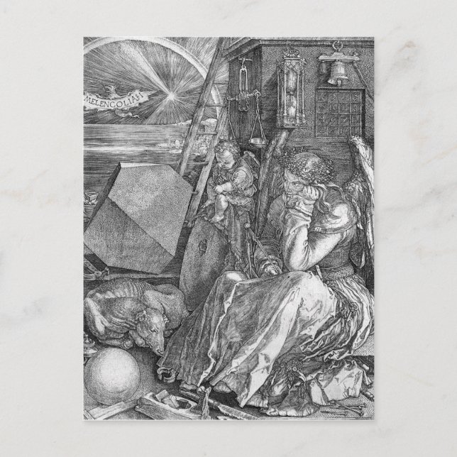 Postal Melancholia por Albrecht Durer (Anverso)