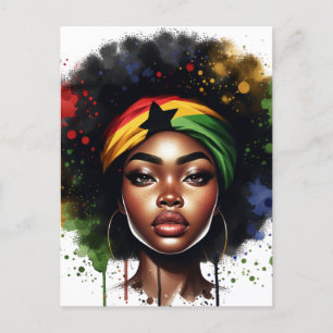 Postal Melanin, mujer educada, reina de color negra, grad