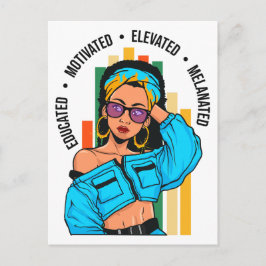 Postal Melanin, mujer educada, reina de color negra, grad