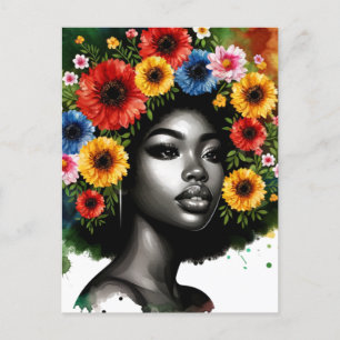 Postal Melanin, mujer educada, reina de color negra, grad