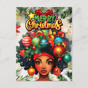Postal Melanin Navidad a la reina natural africana