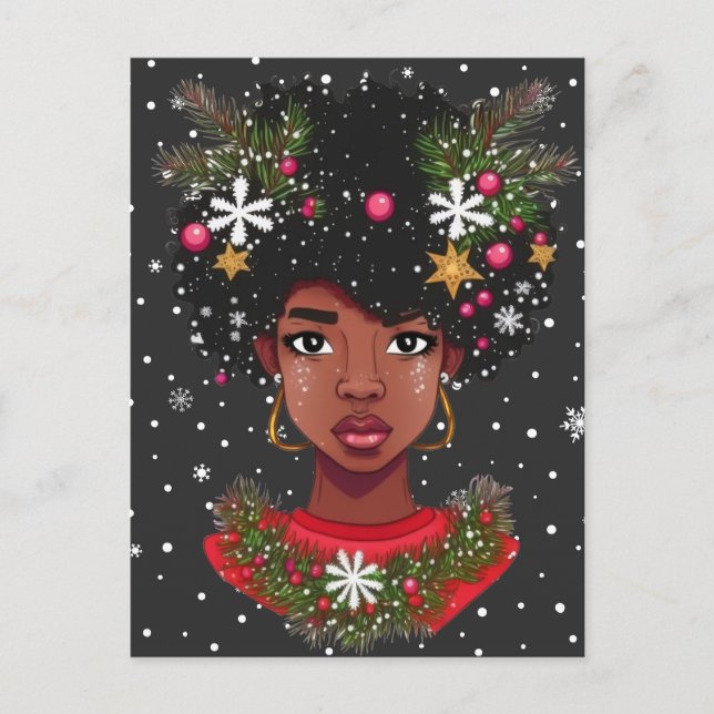 Postal Melanin Navidades Magia Chica negra Sista (Anverso)