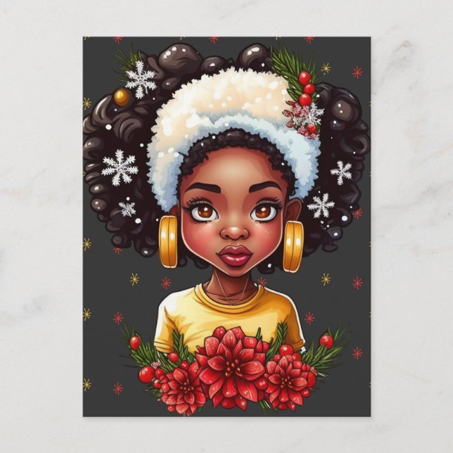 Postal Melanin Navidades Magia Chica negra Sista (Anverso)