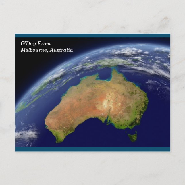 Postal Melbourne Australia desde el espacio (Anverso)