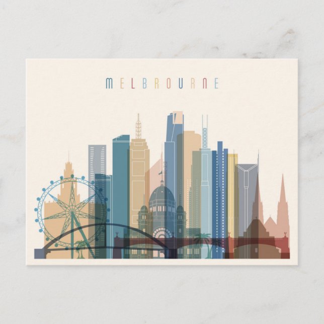 Postal Melbourne, Australia | Línea de la ciudad (Anverso)