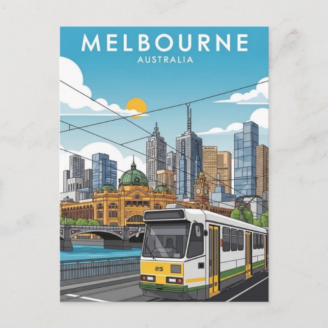 Postal Melbourne Australia Panorama Viajes (Anverso)