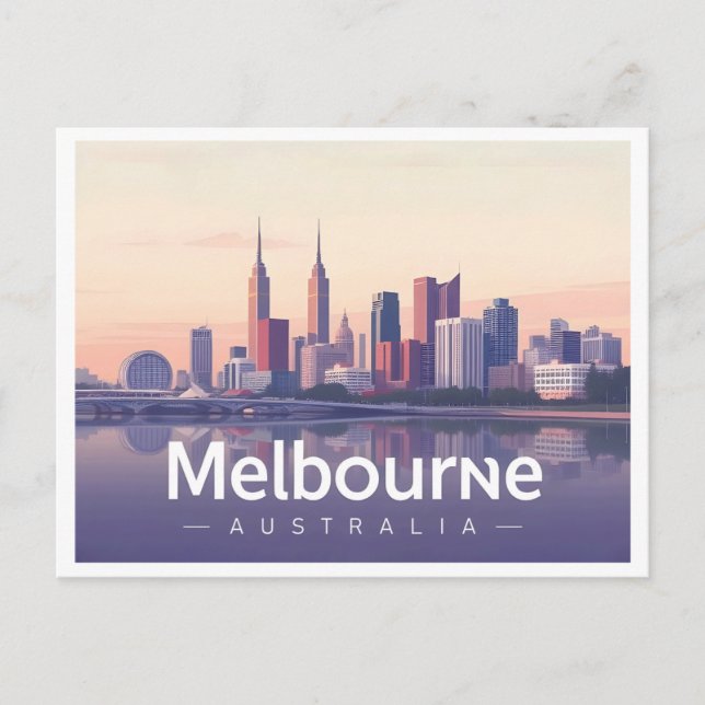 Postal Melbourne Australia Pastel Travel Design (Anverso)