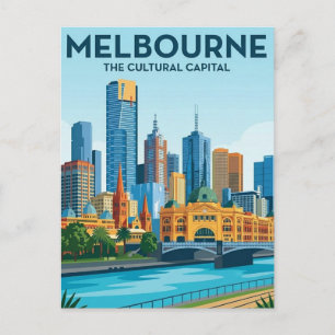 Postal Melbourne Australia Silueta Viajes
