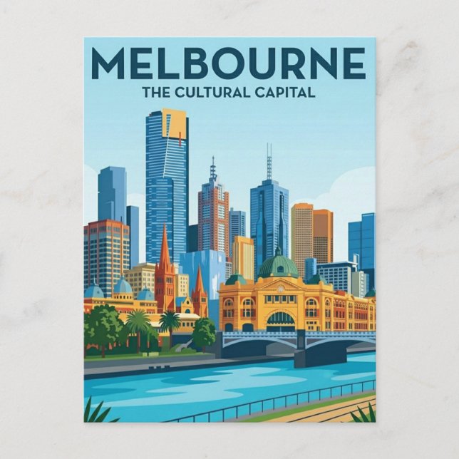 Postal Melbourne Australia Silueta Viajes (Anverso)