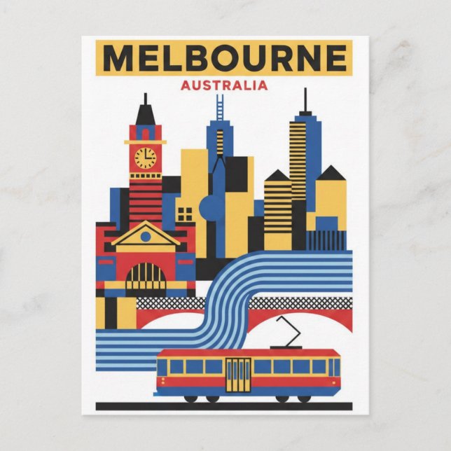 Postal Melbourne Australia Skyline Travel (Anverso)