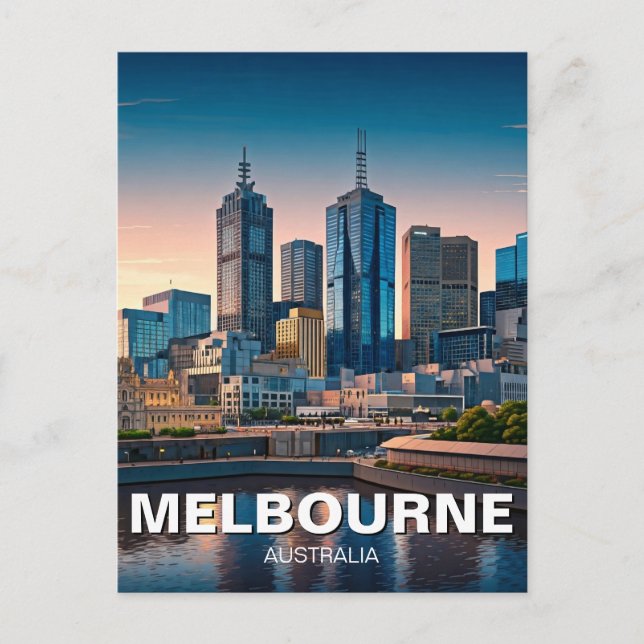 Postal Melbourne Australia Skyline Travel (Anverso)