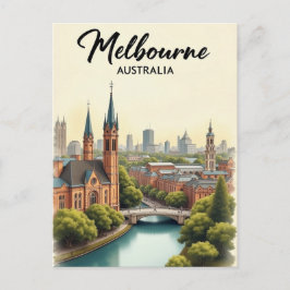 Postal Melbourne Australia Travel Art Vintage