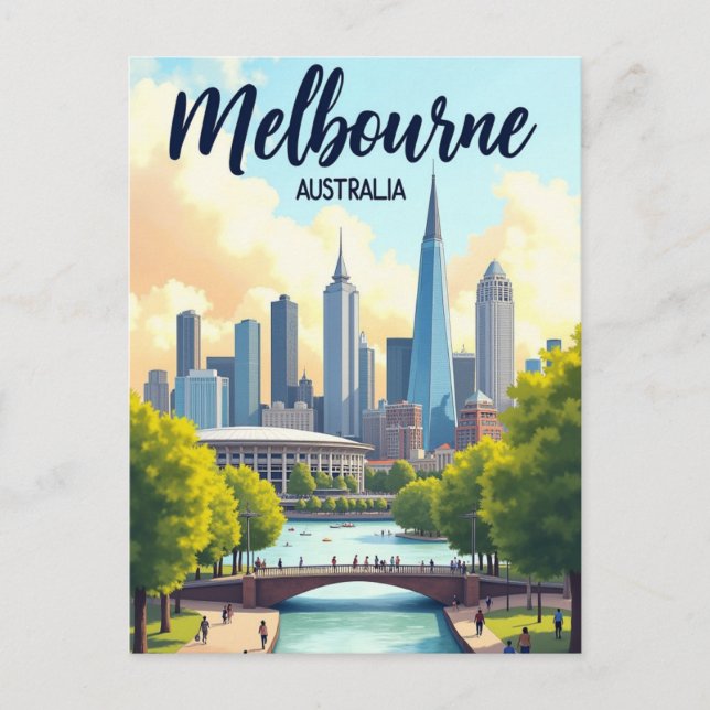 Postal Melbourne Australia Travel Artistic Vintage (Anverso)