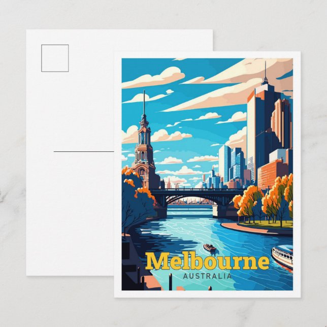 Postal Melbourne Australia Viaje al arte Vintage (Anverso / Reverso)